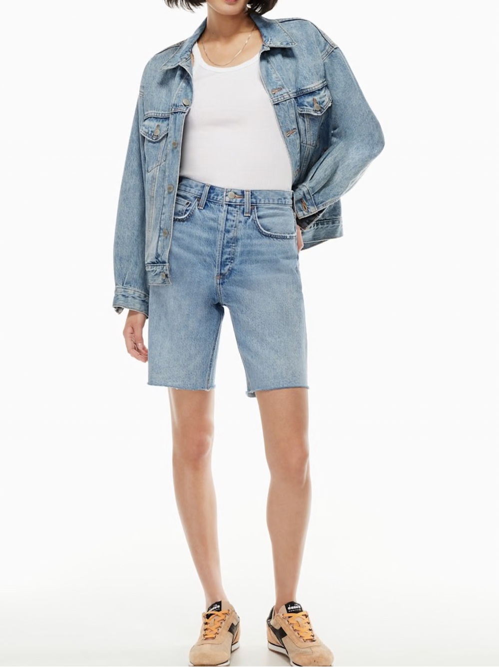 Denim Forum Light Blue High-Rise Jean Bermuda Shorts
